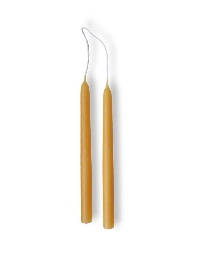 Candlestock Beeswax Taper Candles - 1/2" Diameter, Pure 100% Natural USA Beeswax, Cotton Wick, Dripless, Long-Burning, Handmade in Woodstock- 1 Pair of Half Inch Tapers (Natural, 4 Inch) - Image 1